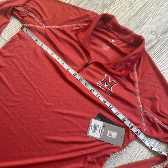 Colosseum Miami OH Red Hawks Logo 1/4 Zip Pullover Womens XL Red Lightweight NWT - Picture 9 of 13